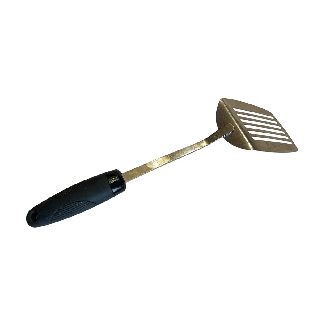 EKCO Stainless Steel Slotted Spatula 14 In Fish Turner Black Rubber Grip Handle